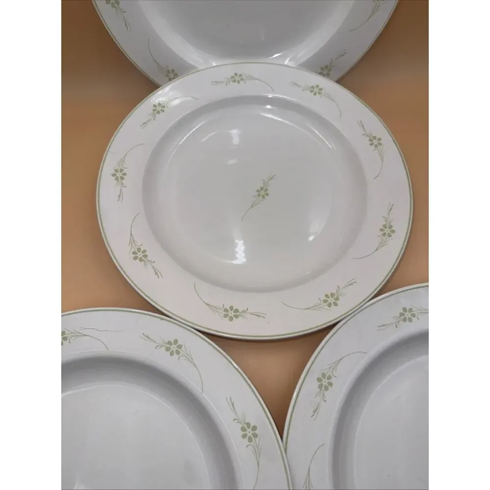 MARTHA STEWART 4 Dinner Plates Green Tea Nosegay Pattern Salad Plates 10.5”